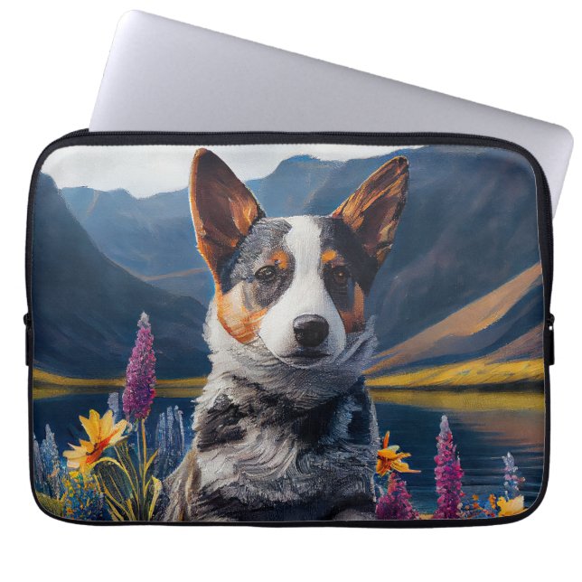 Blue Heeler op een peddel: een Schilderachtig avon Laptop Sleeve (Voorkant)
