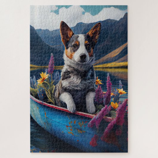 Blue Heeler op een peddel: een Schilderachtig avon Legpuzzel (Verticaal)