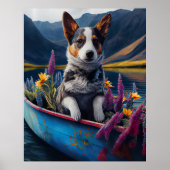 Blue Heeler op een peddel: een Schilderachtig avon Poster (Voorkant)