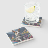 Blue Heeler op een peddel: een Schilderachtig avon Stenen Onderzetter (Zijkant)