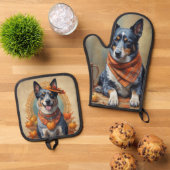 Blue Heeler Ovenwant & Pannenlap Set (Top down)
