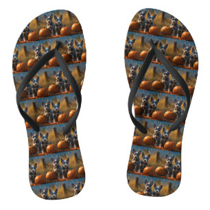Blue Heeler Puppy Herfstpracht Pompoen Teenslippers
