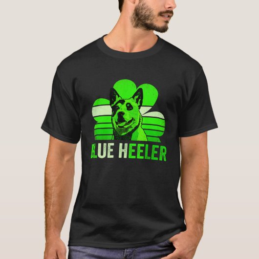 Blue Heeler Shamrock St Patricks Day T-shirt (Voorkant)