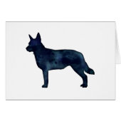 Blue Heeler Silhouette Black Waterverf Card (Voorkant Horizontaal)