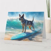 Blue Heeler strand surfen schilderij  Kaart (Voorkant)