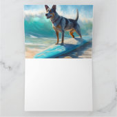 Blue Heeler strand surfen schilderij  Kaart (Binnen)