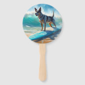 Blue Heeler Strand Surfschilderij  Handwaaier (Achterkant)