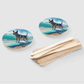Blue Heeler Strand Surfschilderij  Handwaaier (Niet-gemonteerd)