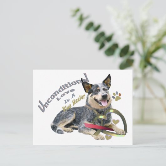 Blue Heeler Unconditional Love Briefkaart (Staand voorkant)