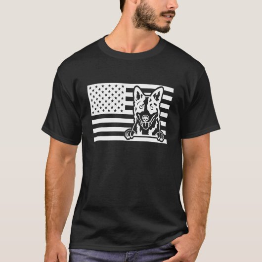 Blue Heeler USA vlag T-shirt (Voorkant)