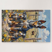 Blue Heeler Wild Field Kunst Legpuzzel (Horizontaal)