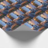 Blue Heeler With Christmas Lights Holiday Cadeaupapier (Hoek)