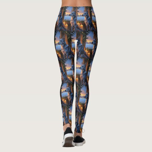 Blue Heeler With Christmas Lights Holiday  Leggings (Achterkant)