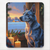 Blue Heeler With Christmas Lights Holiday  Muismat (Voorkant)