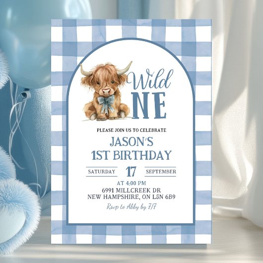 Blue Heifer Bull First Birthday Invitation Kaart