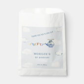 Blue Helicopter Schattige Wolf eerste verjaardag Bedankzakje (Voorkant)