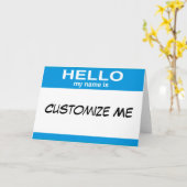 Blue Hello My Name Is ... Customizable Blank Kaart (Gele Bloem)