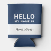 Blue Hello my name is | Personalized can cooler (Voorkant)