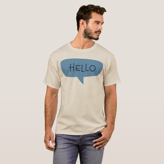Blue "Hello" Speech Bubble Vector Illustration T-shirt (Voorkant volledig)