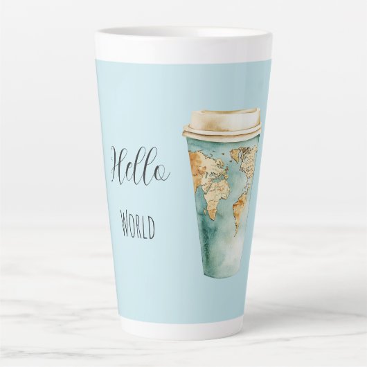 Blue Hello World Coffee Cup Latte Mok (Voorkant)