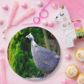 Blue Helmeted Guinee Fowl in de zon Papieren Bordje (Feest)