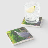 Blue Helmeted Guinee Fowl in de zon Stenen Onderzetter (Zijkant)