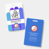 Blue Helpend Hand Staff Photo Template ID Badge (Voor- en achterkant)