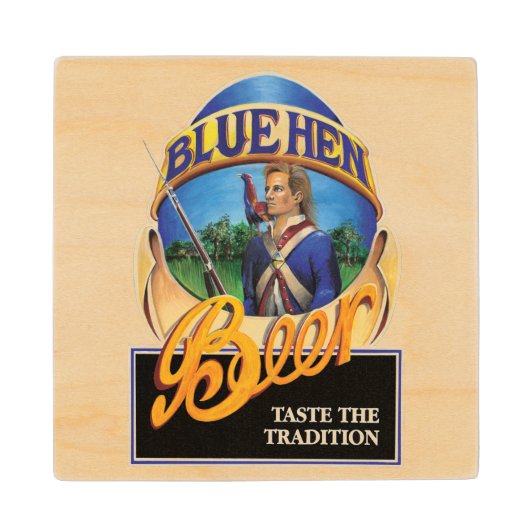 Blue Hen Beer Wood Onderzetter (Voorkant)