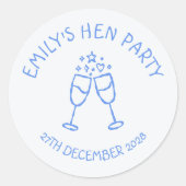 Blue Hen Party Bachelorette Toast Ronde Sticker (Voorkant)