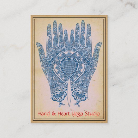Blue Henna Hands Yoga Studio Visitekaartje (Voorkant)