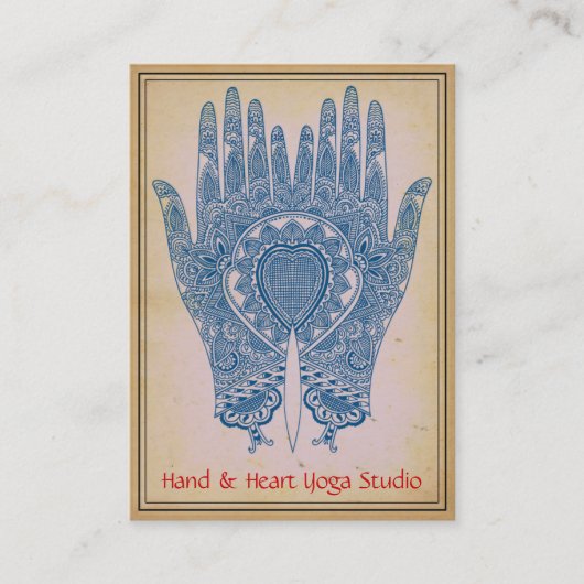 Blue Henna Hands Yoga Studio Visitekaartje (Voorkant)