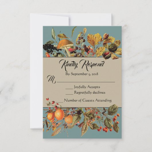 Blue Herfst Foliage RSVP-kaart RSVP Kaartje (Voorkant)