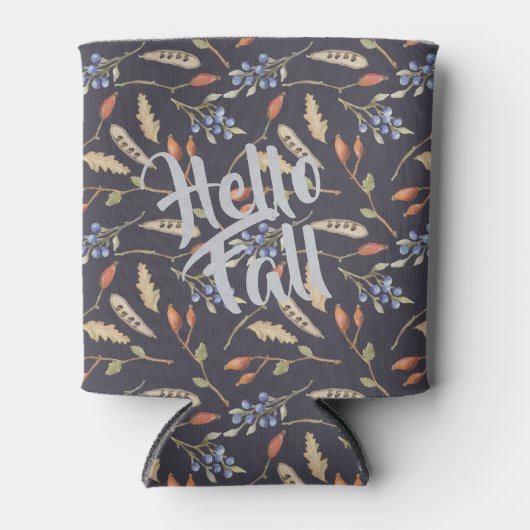 Blue Herfst Woodland Natuur Pattern Blikjeskoeler (Voorkant)