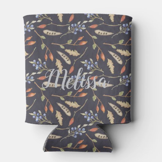 Blue Herfst Woodland Natuur Pattern Blikjeskoeler (Achterkant)