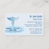 Blue Hermes Rod Caduceus Water Ripples Medical Afsprakenkaartje (Voorkant)