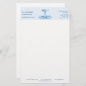 Blue Hermes Rod Caduceus Water Ripples Medical Briefpapier (Voorkant / Achterkant)