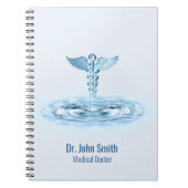 Blue Hermes Rod Medical Caduceus Water Ripples Notitieboek (Voorkant)