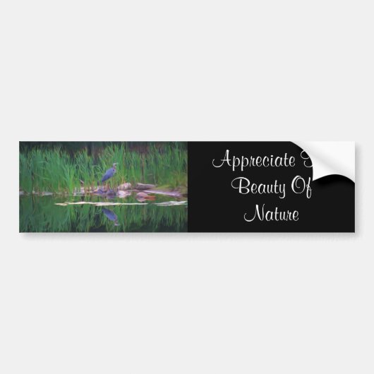 Blue Heron Appreciate Natuur Bumpersticker (Voorkant)