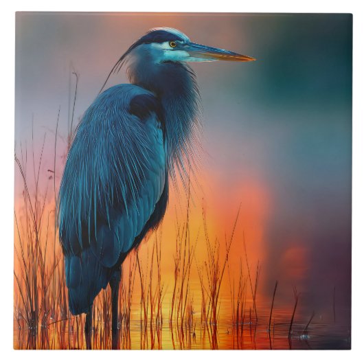 Blue Heron at Sunrise Tegeltje (Voorkant)