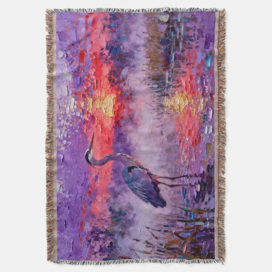 Blue heron at sunset deken (Voorkant Verticaal)