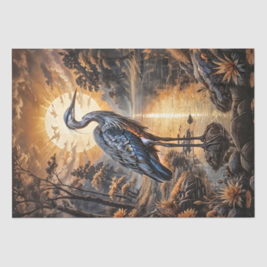 Blue Heron bij zonsopgang Decoupage Tissuepapier (Voorkant)