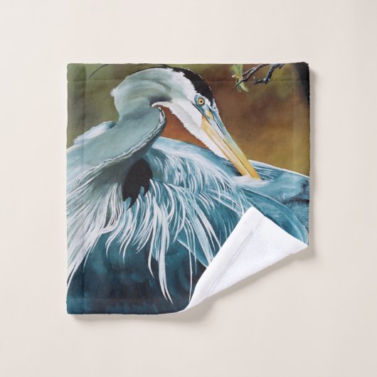 Blue Heron Bird Bad Handdoek (Wasdoekje)