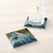Blue Heron Bird Glazen Onderzetter (Schuin)
