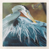 Blue Heron Bird Glazen Onderzetter (Voorkant)