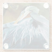 Blue Heron Bird Glazen Onderzetter (Achterkant)