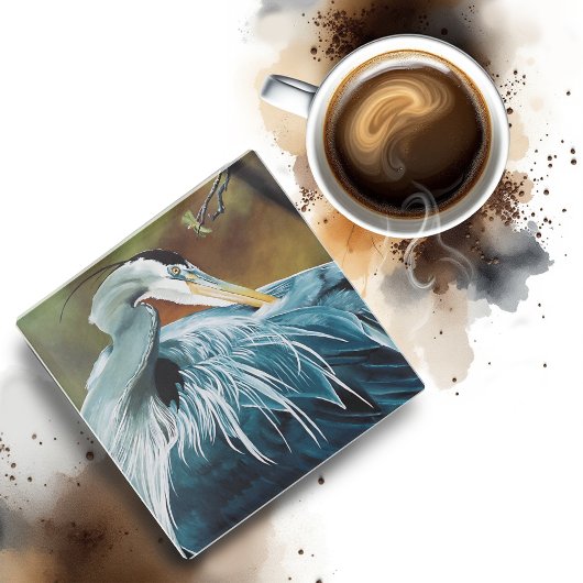 Blue Heron Bird Glazen Onderzetter