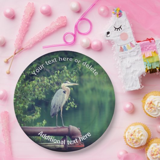 Blue Heron Bird Natuur Gepersonaliseerde Partij Papieren Bordje (Feest)
