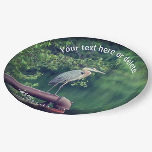 Blue Heron Bird Natuur Gepersonaliseerde Partij Papieren Bordje (Gekanteld)
