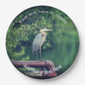 Blue Heron Bird Natuur Gepersonaliseerde Partij Papieren Bordje (Voorkant)