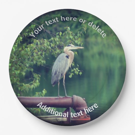 Blue Heron Bird Natuur Gepersonaliseerde Partij Papieren Bordje (Voorkant)